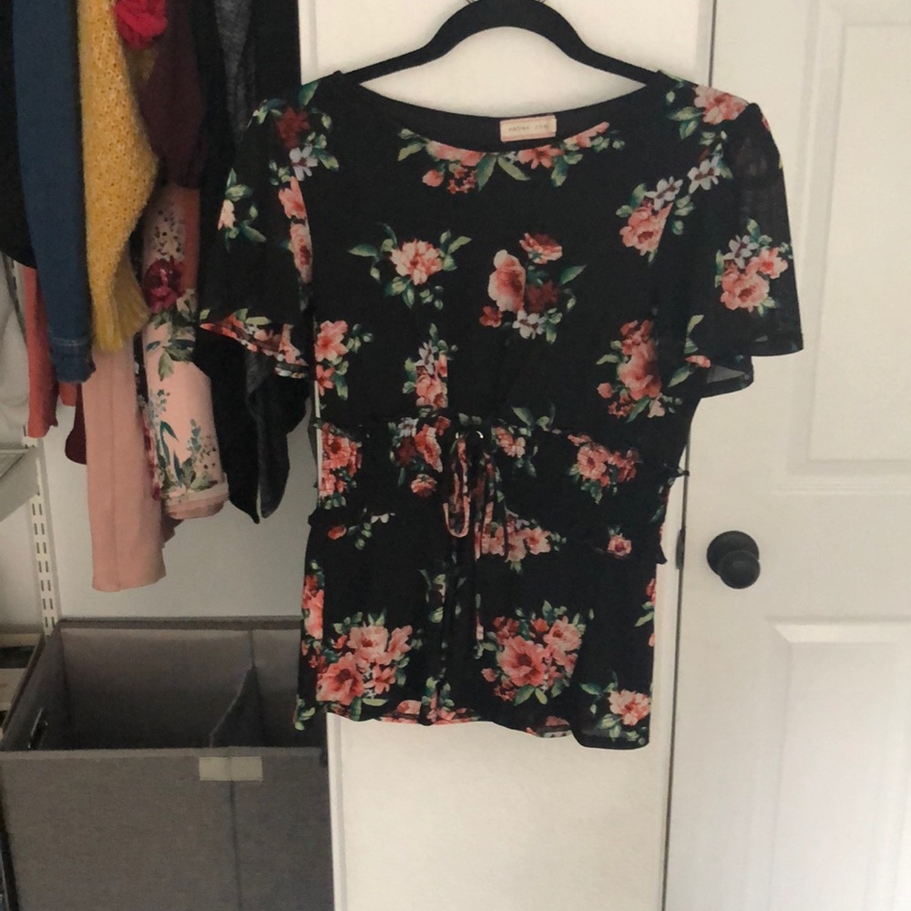 Black flower blouse